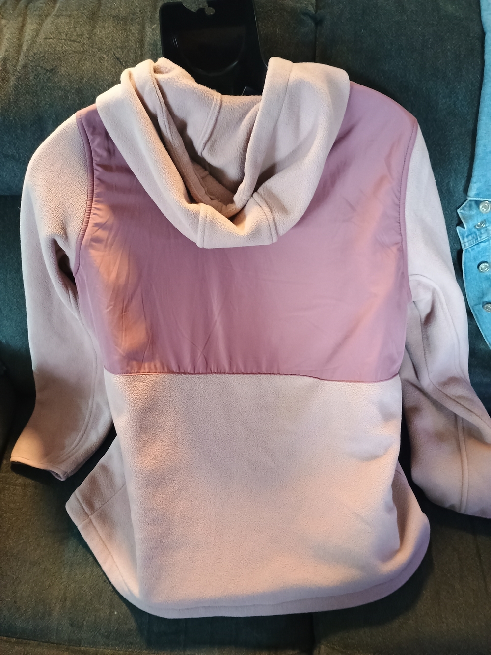 Reebok Women’s XL Pink Fleece Full Zip Hoodie Jacket Colorblock Hooded - Picture 3 of 5
